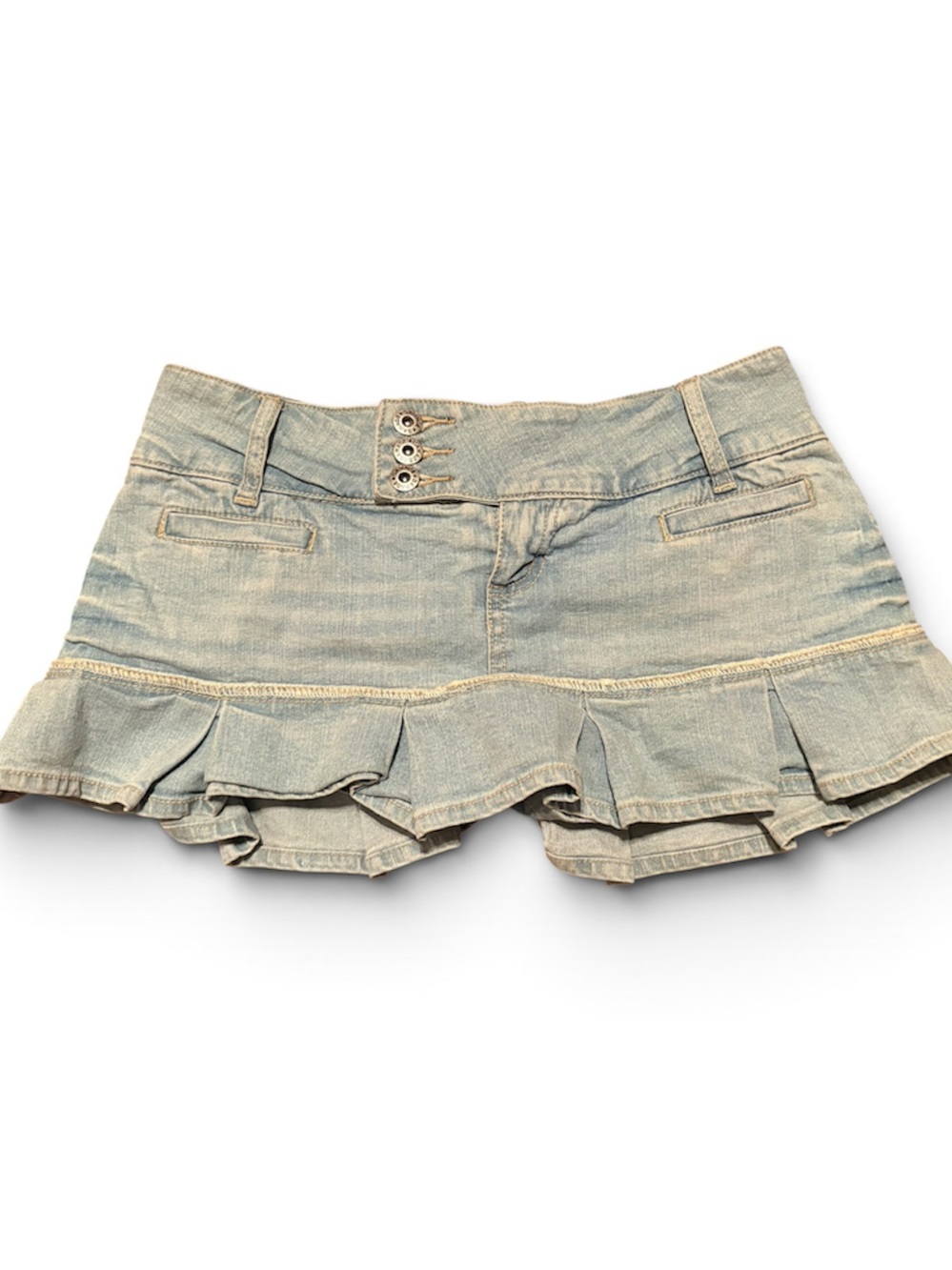 Vintage Y2K Garage Light Blue Ruffle Hem Jean Skort